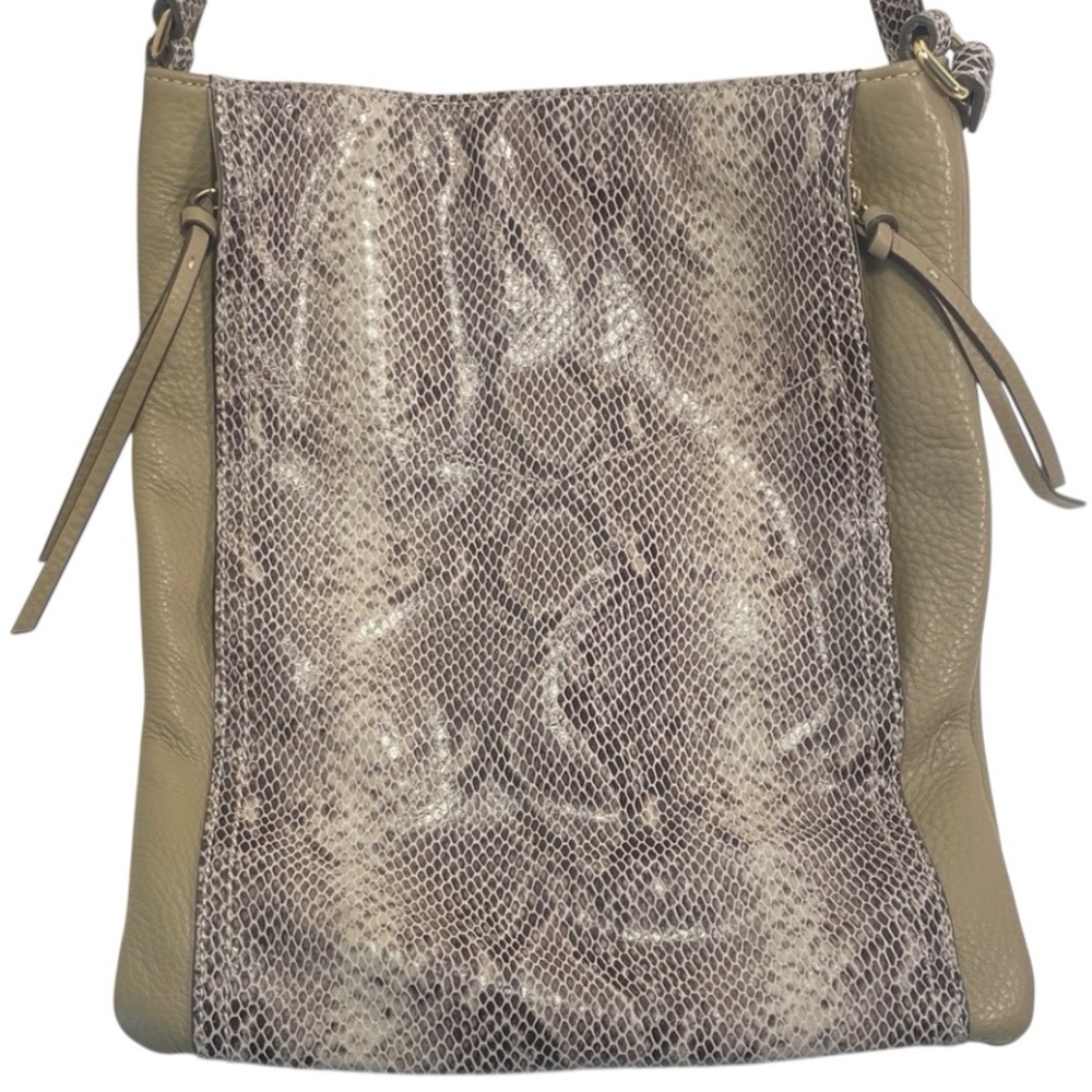 G.I.L.I. Got It Love It Tan Leather Snakeskin Shoulder Crossbody Bag NWOT
